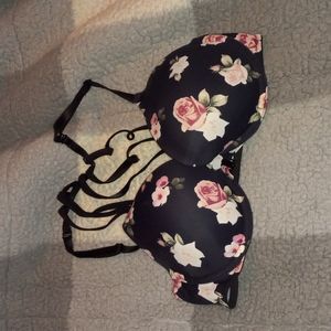 PINK VS Padded Bra, Size 34C, Black/Pink/White
